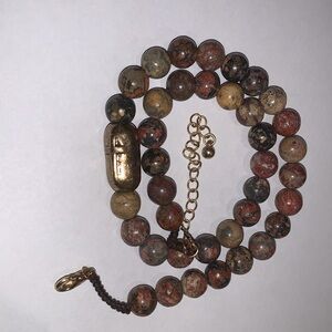 Stone Jasper Beaded Cross Necklace Boho Rustic